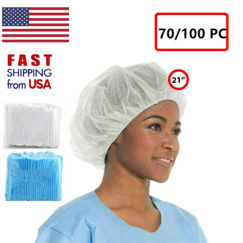 70/100pc Disposable Hair Net Bouffant Cap Kitchen Medical Non Woven Head Cover