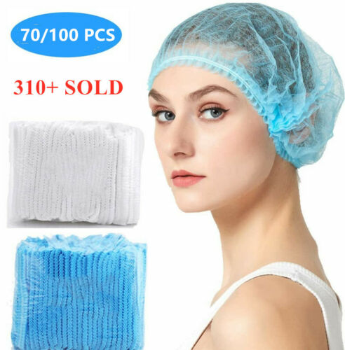 70/100pc Dental Hair Net Non Woven Bouffant Cap Hat Dustproof Industry Headcover