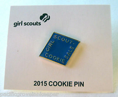 Girl Scout 2015 Cookie Sale Electric Blue Pin Diamond Brownie Junior Cadette New