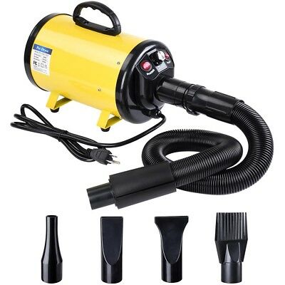 Portable Pet Hair Dryer Quick Blower Heater W/ 4 Nozzles Dog Cat Grooming Yellow