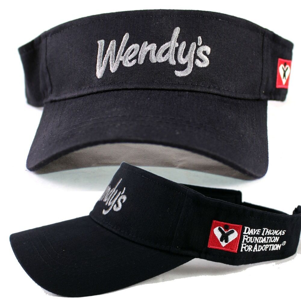New Wendy's Dave Thomas Foundation Restaurant Black Uniform Visor Cap Hat